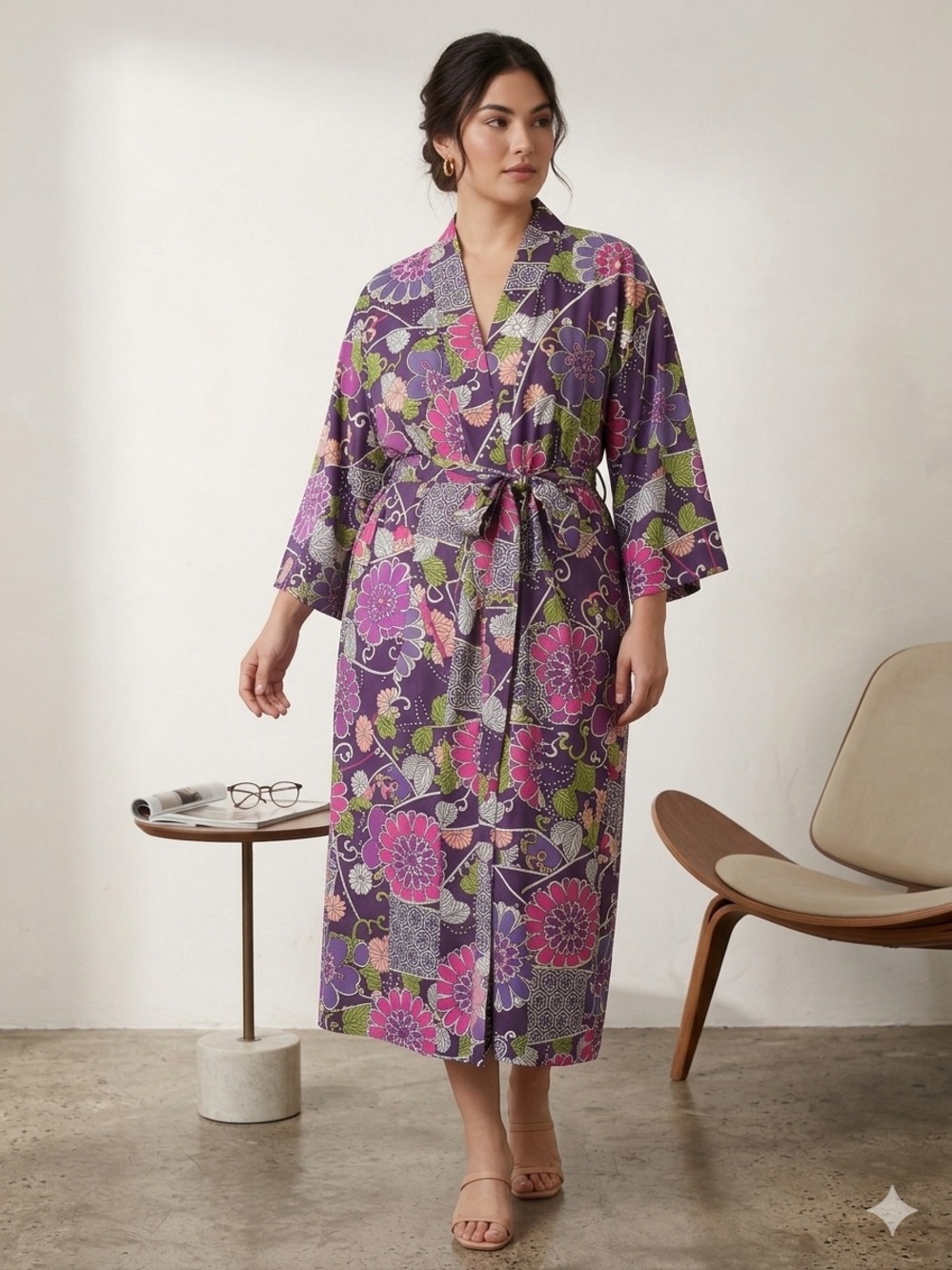 Natori Floral Kimono Maxi Robe – NWT Size 1X